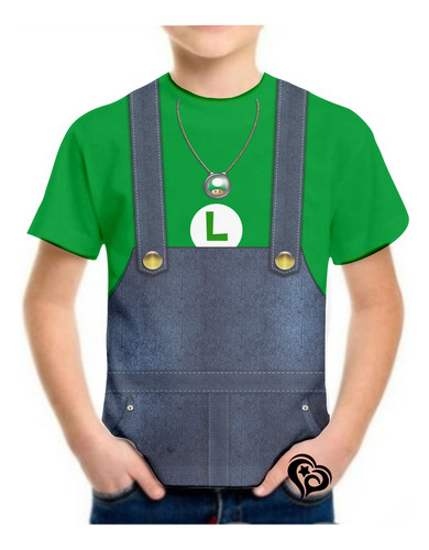 Camiseta Do Luigi Masculina Super Mario Bros Infantil Blusa
