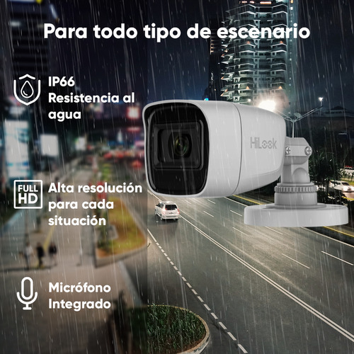 Hilook Kit De Camaras De Seguridad Exterior Con Micrófono Integrado Modelo Hlps1080-plus8+-sc Video Vigilancia Turbohd 1080p Cctv 8 Cámaras Bala