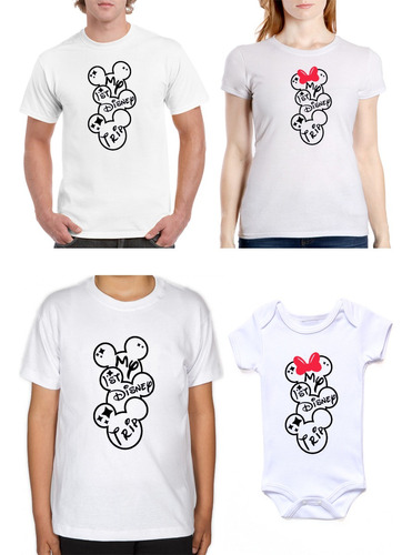 Playera Combo Familia 1er Viaje Disneyland Mickey Minnie 4pz