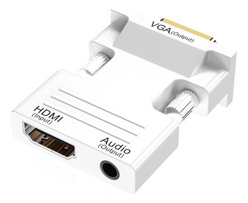 Convertidor Hdmi Hembra A Vga Macho Blanco Con Cable De Audi