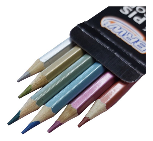 Lapices Largos De 6 Colores Metalizados Brw 