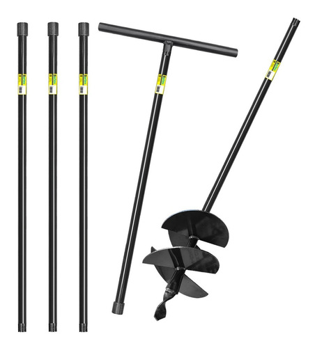 Trado Manual 25cm 4 Facas Cabo Fixo 1m + 4 Extensores De 1m
