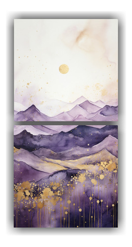 140x70cm Conjunto 2 Cuadros Decorativos Paisaje Montaña Ele