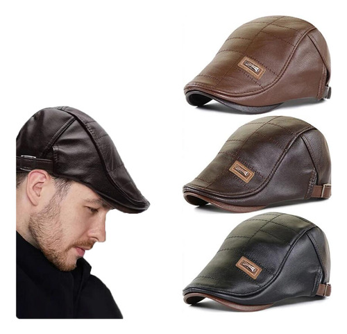 Gorra Estilo Gatsby Con Forro De Boina De Cuero Italiano