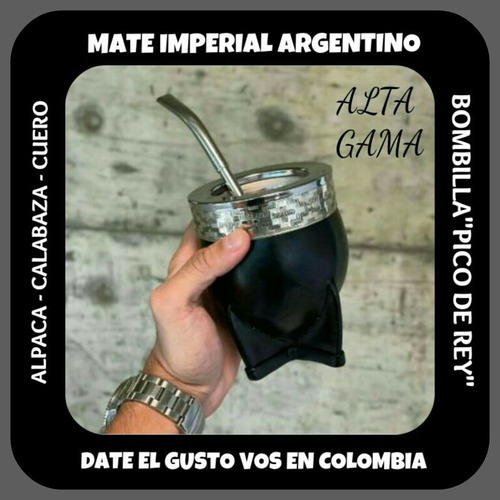 Alta Gama !mate Imperial Calabaza-alpaca-cuero+pico Rey+filt