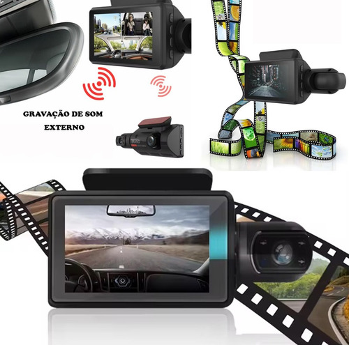 Camera Veicular Dashcam Gravação Interna E Externa Display