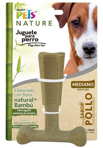 Imagen 3 de 7 de 2 Juguete De Bambú Hueso Mediano Para Perro Sabor Pollo