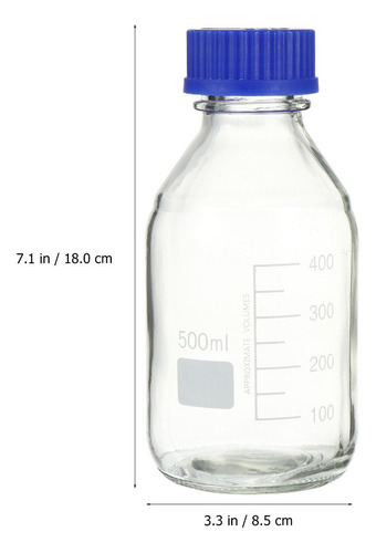 Muestra De Botella De Vidrio Reactivo De 500 Ml Para Líquido