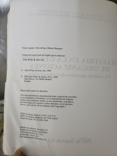 Maestría En La Gestión De Organizaciones Quinn Faerman Libro