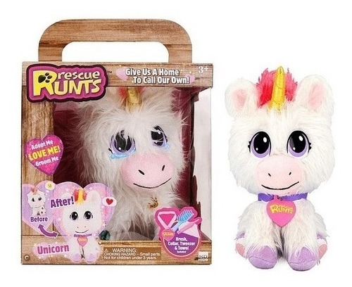 Peluche Rescue Runts Original Unicorn Unicornio Blanco