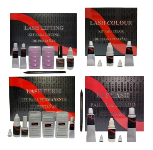 Kit X4 Lash Permanente + Lifting + Tintura Color + Laminado