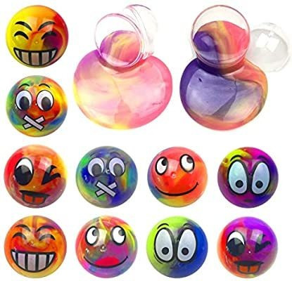 Imagen 1 de 4 de Paquete 2 Pelotas Grandes  Slime Emoji Colores Variados 