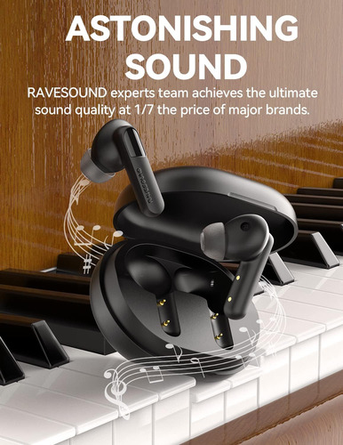 Auriculares Internos Earbuds Inalambricos, Negro | Raveso...