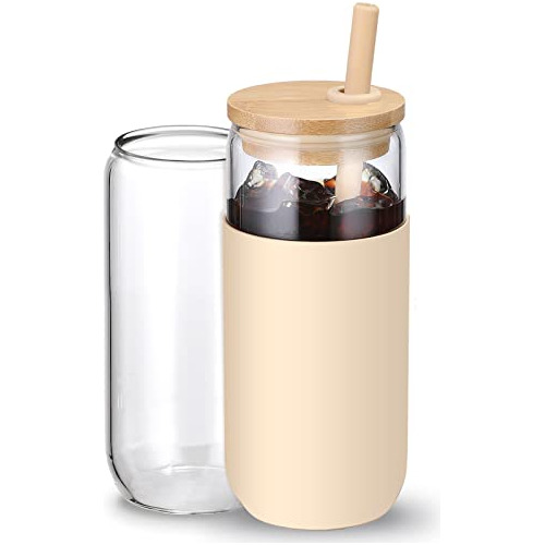 20oz Tumbler De Agua De Cristal Con Cuero Protector 1p28z