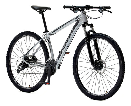 Bicicleta Aro 29 Krw Alumínio 24vel Hidráulico Suspensão S2 Cor Prata/Preto