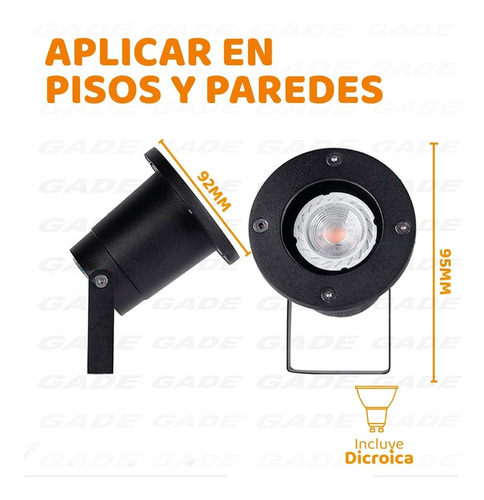 Imagen 5 de 8 de Spot Exterior Aluminio Para Embutir O Aplicar Con Dicro Led
