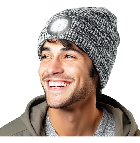 Gorro Led Mejorado Con Luz, Gorro Con 6 Cuentas Lámpara, Por