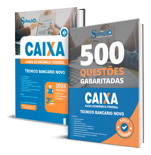 Kit Caixa Apostila Tecnico Bancario+500 Questões Ed. Solução