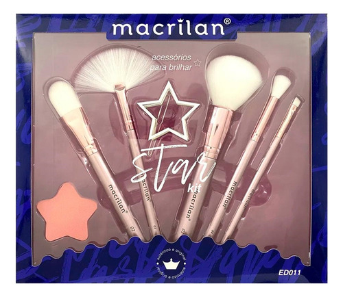 Kit Star Macrilan Profissional 5 Pinceis Com Esponja