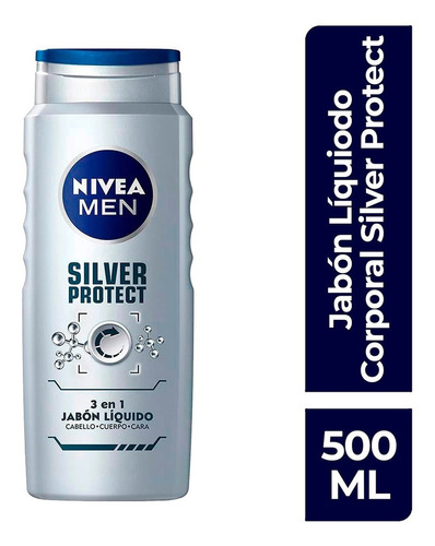 Jabón Líquido Corporal Nivea Men Silver Protect 500ml