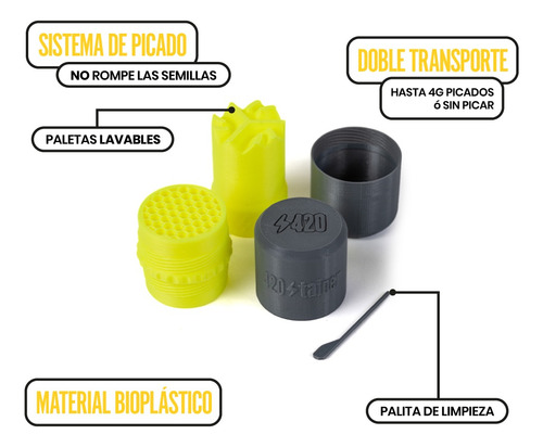 Imagen 2 de 7 de Picador Grinder Tainer Gris/amarillo Fluo