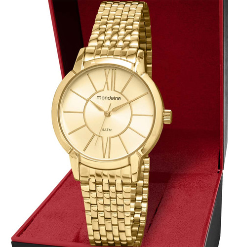 Relogio Feminino Dourado Mondaine Analógico 53615lpmvde1