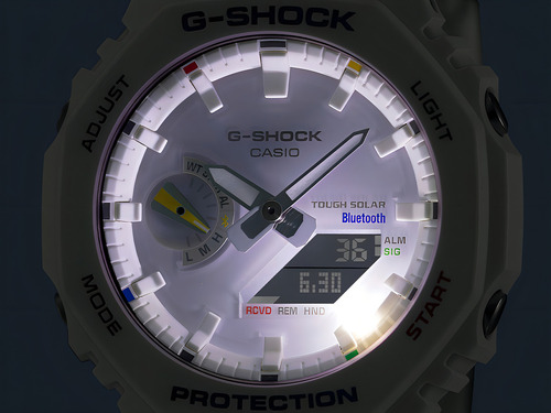 Relógio Casio G-shock Carbon Core Guard Ga-b2100fc-7adr Correia Branco Bisel Branco Fundo Branco
