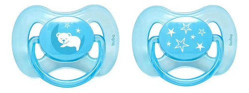 Buba, Kit 2 Chupetas Comfort Tamanho 1 - Ursinho e Estrela Azul