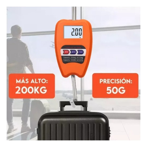 Lcd Báscula Industrial Digital Colgante 200kg, Kg /lb/ N Naranja Oscuro