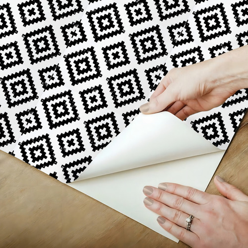 Vinil Decorativo Boho Blanco Y Negro Tapiz Hd Autoadhesivo