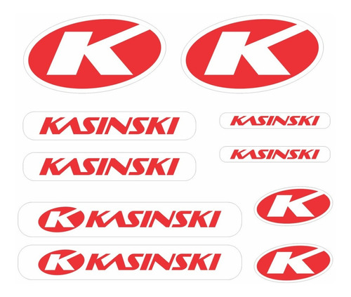 Kit Adesivos Compatível Capacete Kasinski Emblemas Vermelho Cor refletivo