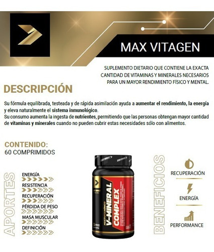 Imagen 2 de 4 de Multivitamínico. Max Vitagen 60 Comprimidos. Body Advance