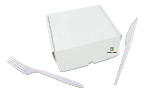 Kit 1000 Garfo + 1000 Faca Refeição Branco 16cm Ultratalher Cor Água