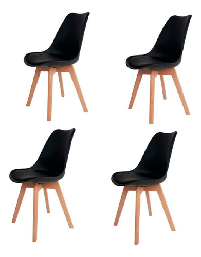 Conjunto 4 Cadeiras Saarinen Wood Cores Diversas
