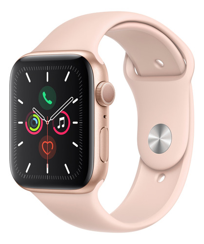 Apple Series 5 Watch (GPS) - Caja de aluminio color oro de 44 mm - Correa deportiva rosa arena