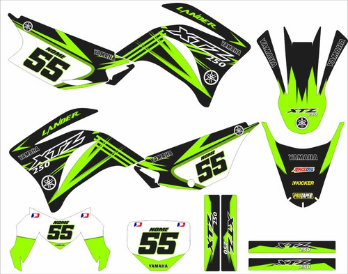 Kit Adesivo Moto Cross Trilha Xtz 250 Lander Verde Lm216