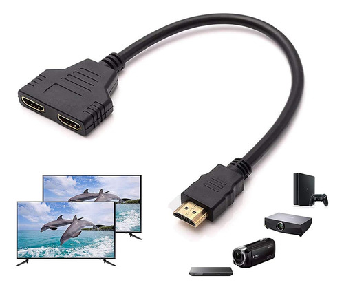 Adaptador Hdmi 1080p Macho A 2 Hembra Double Output