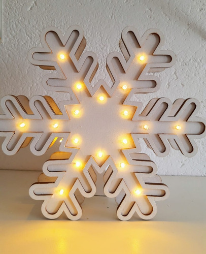 Lámpara Led/lámpara Copo De Nieve/ Velador A Pilas/navidad