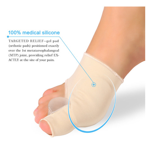 Protector Corrector De Juanetes Ortopedico Gel Silicona Par Color Beige