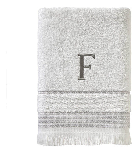 Toalla De Baño Casual Monogram, F, 28x54, Blanco