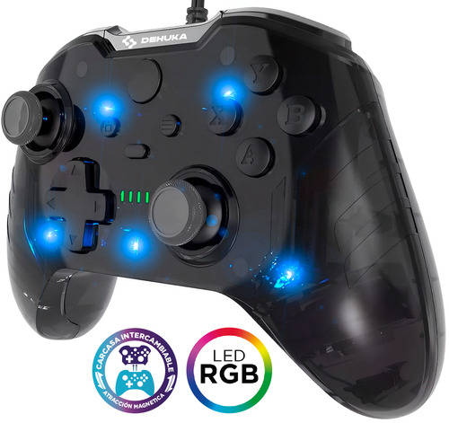 Control Alambrico Compatible Xbox One Series X Series S Led Color Negro