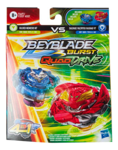 Paquete Con 2 Diferentes Beyblade Burst Quad Drive 4 En 1 Color Rojo Y Azul