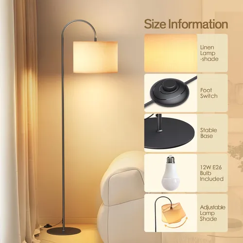 Lampara Moderna De Pie Con Luz Suave Y Control De Iluminacio