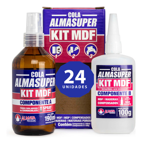 24 Kit Adesivo Instantaneo Com Acelerador Primer Alma Super