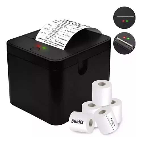 comprar Impresora Tickets  Térmica De 58mm Con Papel Tickets 5 Rolls