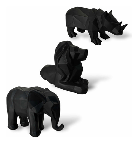 Figuras Animales Geométrico Minimalista Negro Artesanía
