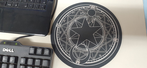 Imagem 7 de 7 de Mouse Pad 22cm Em Neoprene Redondo Mandala Sakura Preto