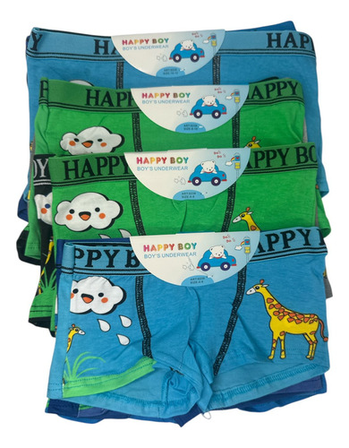 Pack De 6 Boxer Niño Algodón Con Dibujo Animados