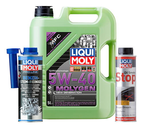 Kit 5w40 Molygen Pro-line Oil Smoke Stop Liqui Moly + Regalo