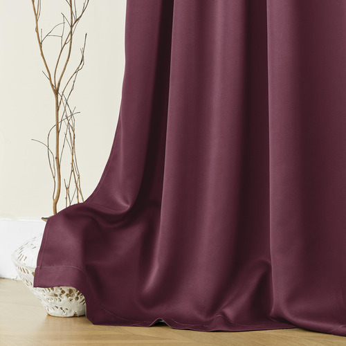 Cortinas Shineland Cranberry Burgundy 260 Cm 100% Opacas X2
